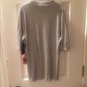 M Striped Mock Neck Top